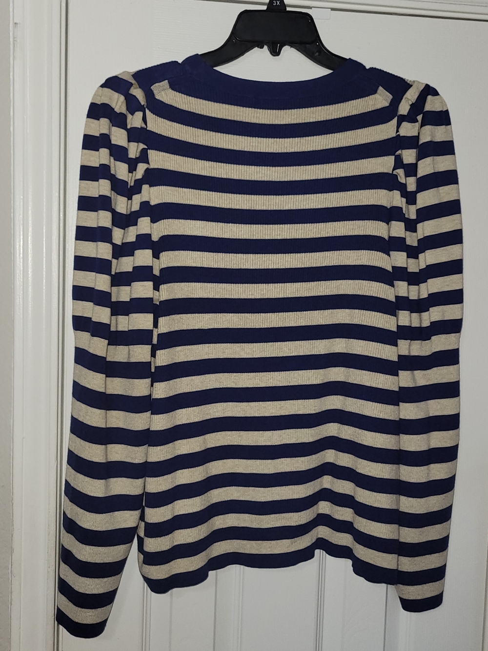 J. Crew Blue and Cream Striped Long-Sleeve Crewneck Sweater - Picture 4 of 4